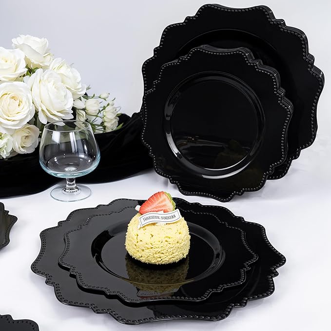 COLOSUS 100pcs Black Plastic Party Dinner Plates - Image 4