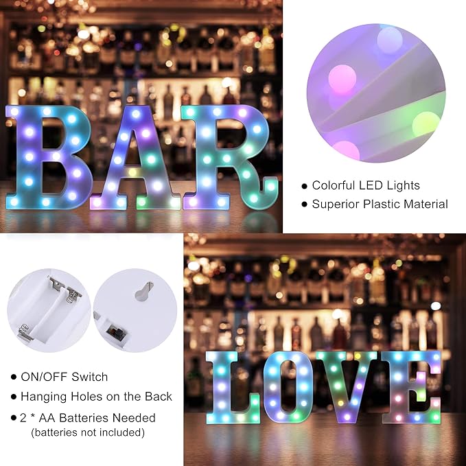 Foaky Upgraded Light Up Letters, Colorful Marquee Light Up Letter - Image 6