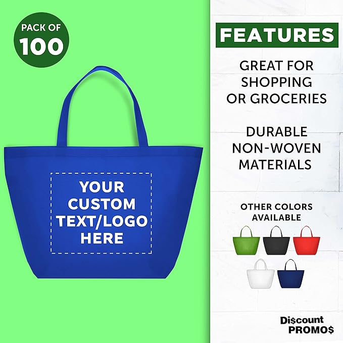 DISCOUNT PROMOS Custom Southern Style Grocery Tote Bags Set of 100 - Image 2
