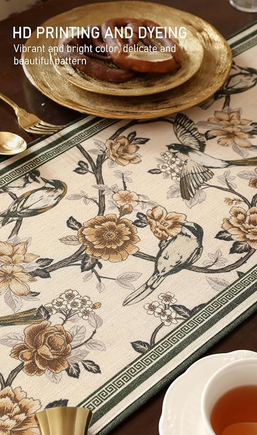 ISAENNE Designer Vintage Beige Linen Table Runner 118 Inches Extra Long - Image 4