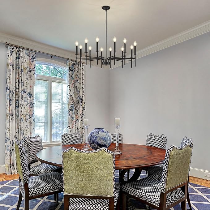 12 Light Black Chandelier Light Fixture, Modern Farmhouse Chandeliers - Image 7