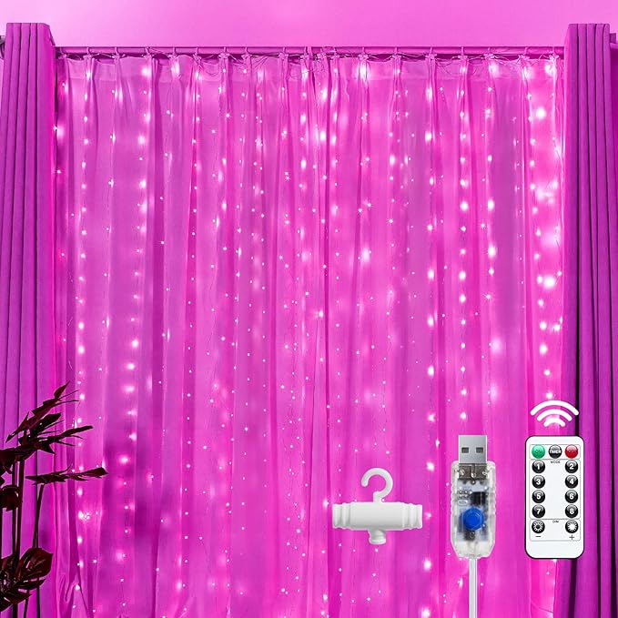 Brightown 300 LED Fairy Curtain Lights, 9.8ft x 9.8ft Curtain String Lights by Brightown