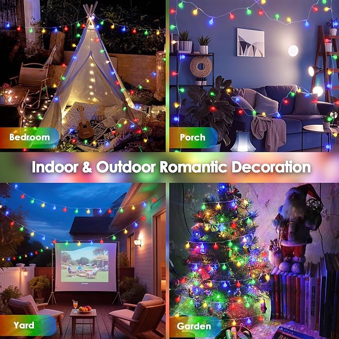 LORRYTE Connectable 100LED Christmas Lights Outdoor Indoor - 43FT Multicolor - Image 3