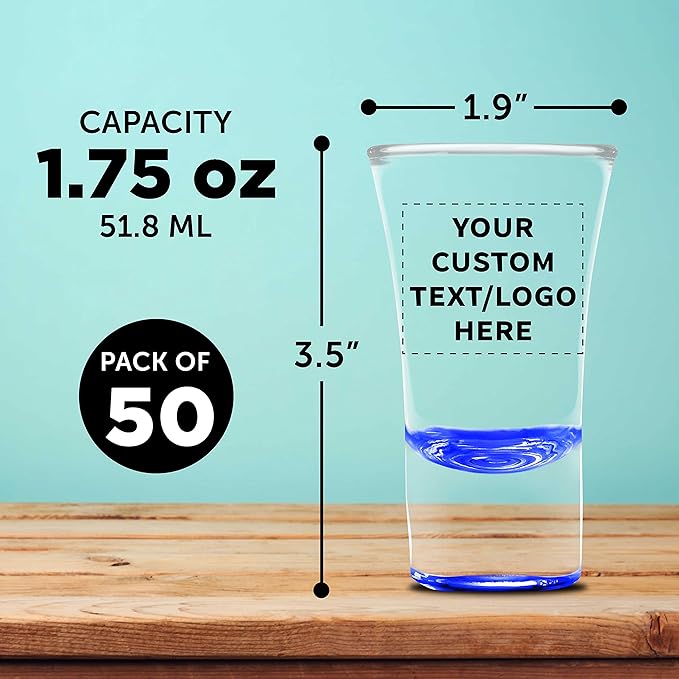 Custom 2 oz. Lord Shooter Etched Shot Glasses, 50 pack, Personalized Text - Image 5