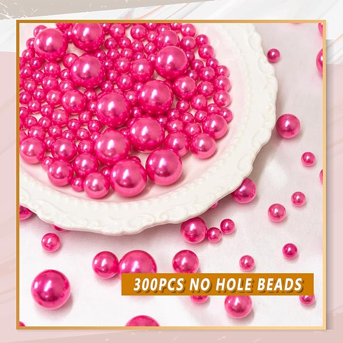 300Pcs Vase Filler Rosepink No Hole Faux Pearl Beads - Image 5