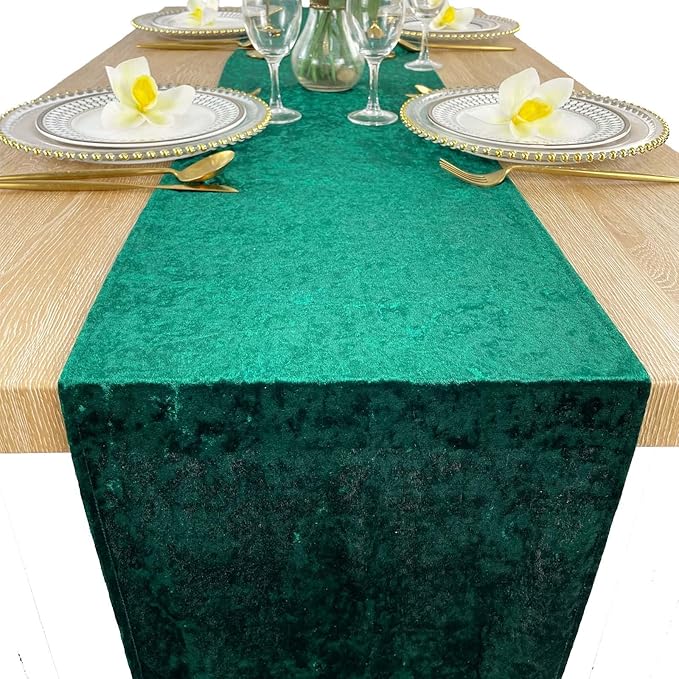 Luxurious Crushed Velvet Table Runner, Wedding Reception Decorations, Soft - Image 3