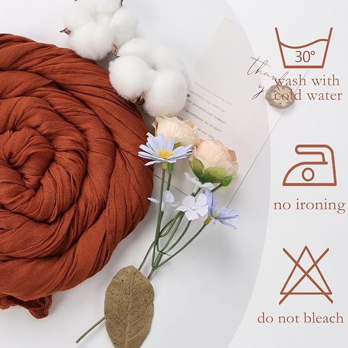 12 Pack Fall Thanksgiving Table Runner Terracotta Cheesecloth 10ft Boho Gauze - Image 4