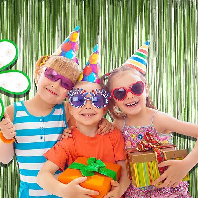 4 Pack Light Green Foil Fringe Curtain Backdrop, 3.28Ft x 8.2Ft Metallic Tinsel - Image 7