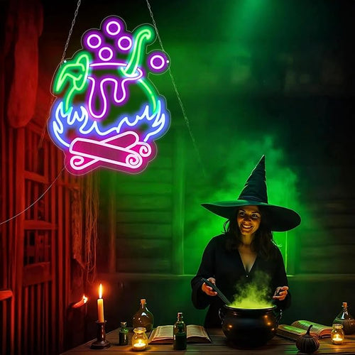 "Witch Brew" Cauldron Neon Sign - Image 2