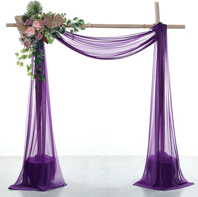 VDS Pack of 1 Panel Wedding Arch Draping Fabric Sheer Chiffon Fabric Drapery by VDS
