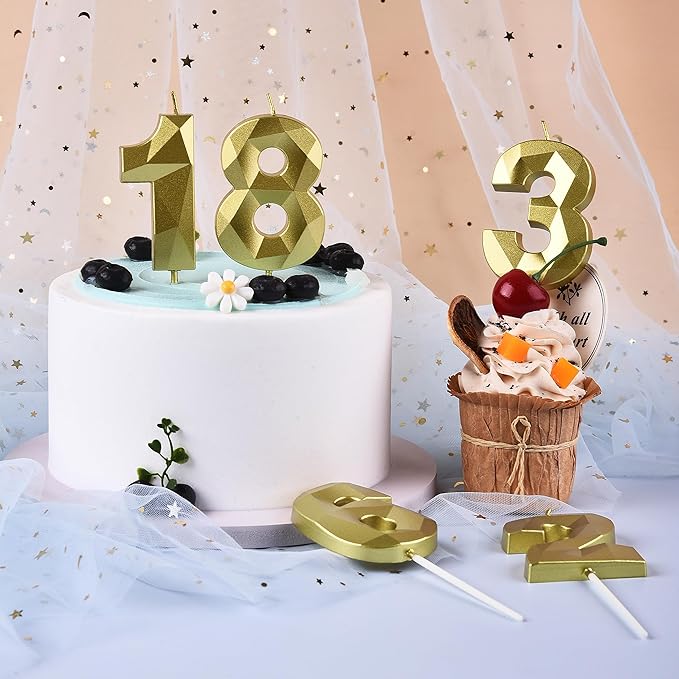 PHD Crystal Gold 2.76 Inch 2 Number Birthday Candles - Image 4