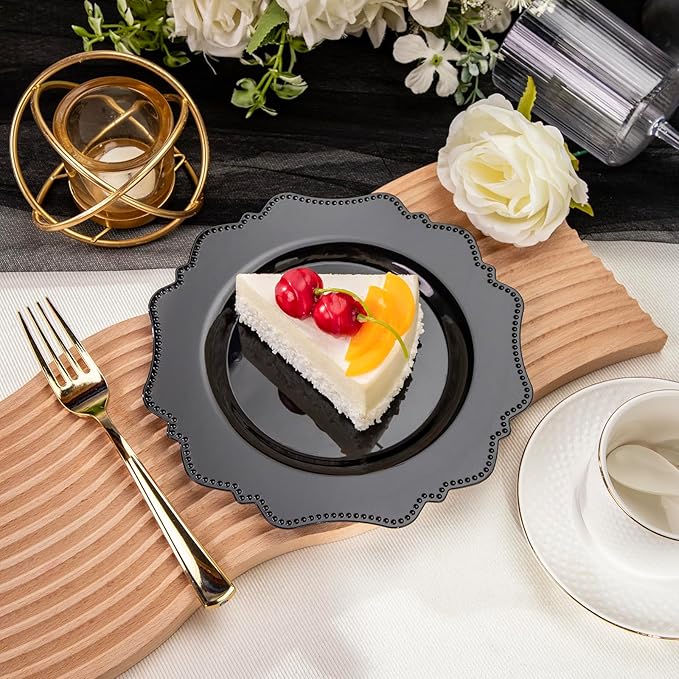 COLOSUS 100pcs Black Plastic Dessert Plates - Image 5
