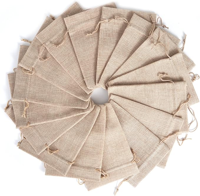 Tendwarm 20 Pcs 3x4 Inch Mini Size Burlap Gift Bags - Image 4