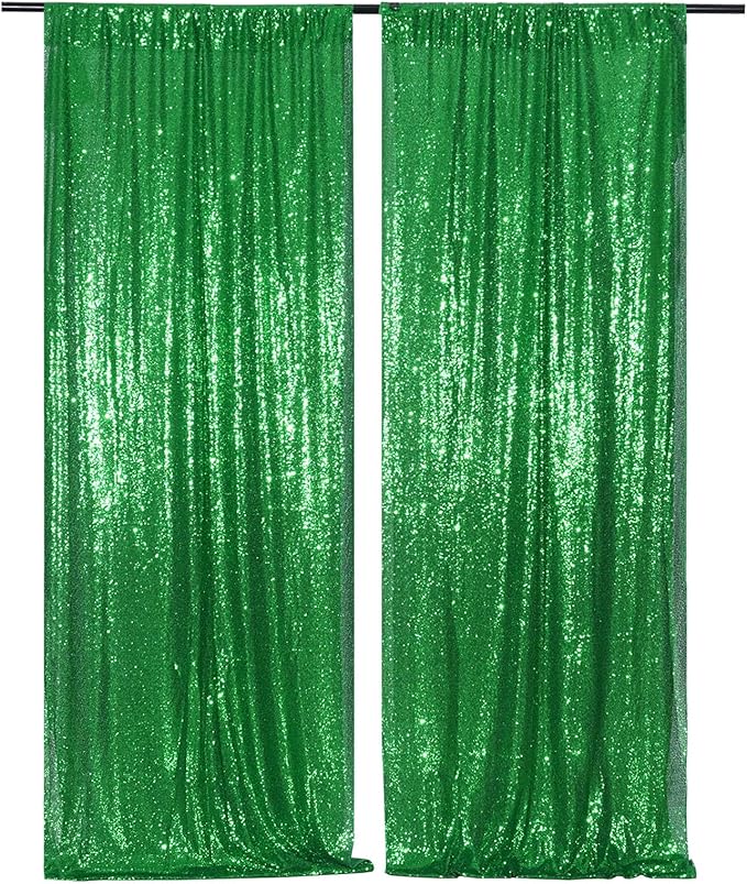 Poise3EHome Green Sequin Backdrop Curtains, Sequence Wedding Party Background - Image 4