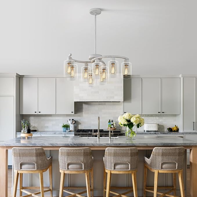 9-Light Antique White Chandelier - Image 3