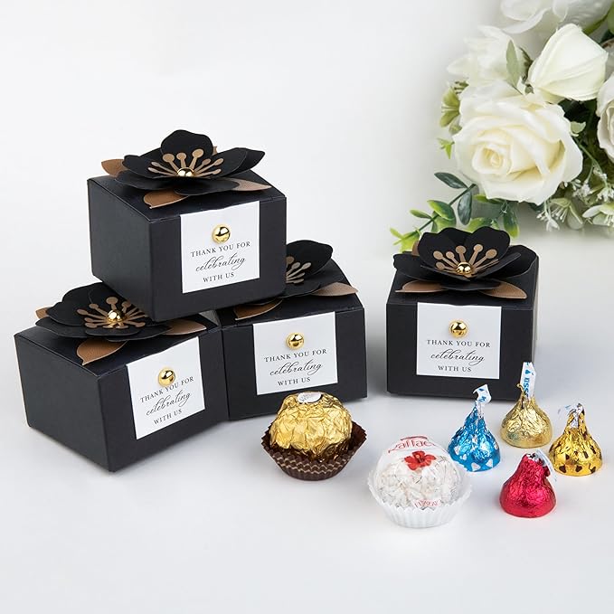 FEIYI 20 PCS Candy Boxes, 3 In 1 Black Favor Boxes - Image 4