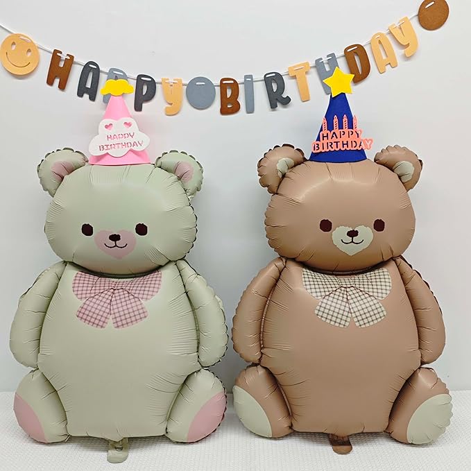 Matte teddy bear balloons Decorations 2PCS Foil Mylar Balloons Little Bear - Image 4