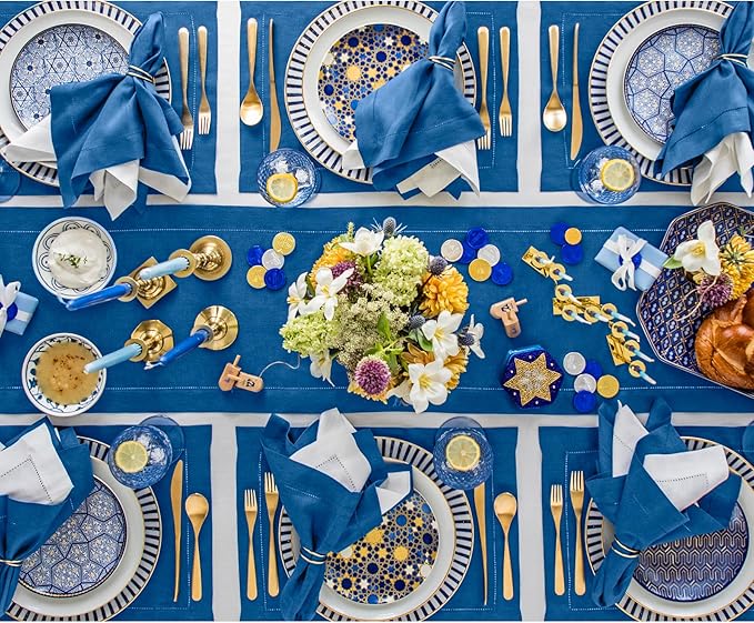 Solino Home Linen Indigo Blue Table Runner 132 Inches Long - Image 8