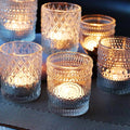 Clear Votive Candle Holders, 3 Patterns 24 pcs Glass Tealight Candle Holders by SHMILMH