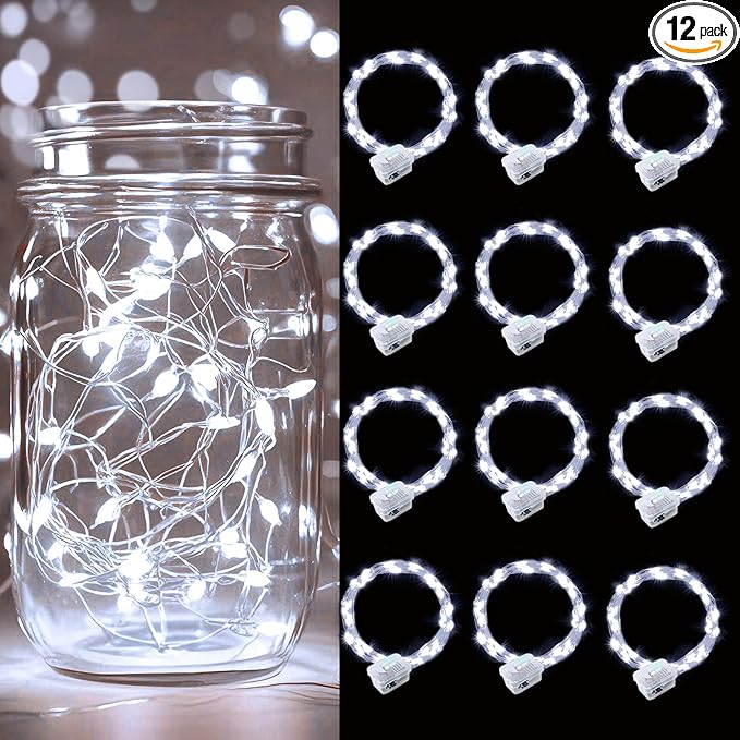 pozzolanas 12 Pack White Battery Operated String Lights - 7ft Waterproof Fairy by pozzolanas