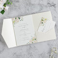 20 PCS Ivory Tri-fold Laser Cut Wedding Invitation Pockets by FEIYI