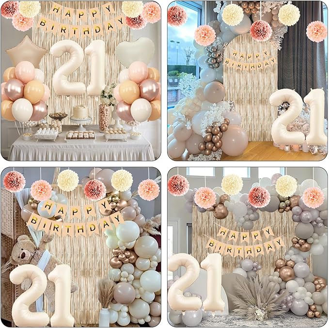 Beige 21st Birthday Decorations - Image 6