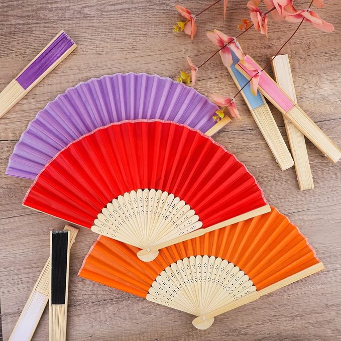 MCEAST 30-Piece Silk Folding Fans - Image 4
