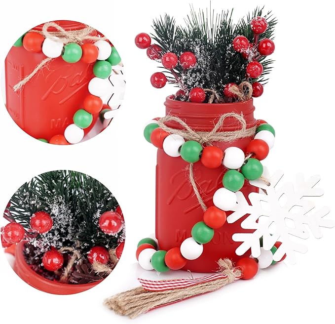 Christmas Centerpiece, Christmas Decor Mason Jars, Centerpiece Table Decorations - Image 3