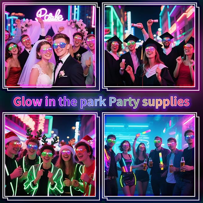 108 PCs LED Glasses, Light Up Glasses, Glow Glasses Glow In The Dark Party - Image 2