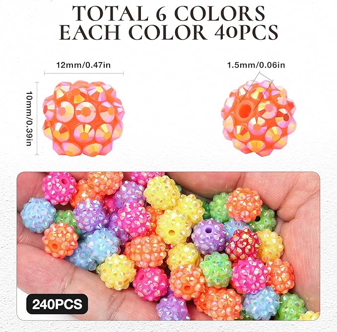 novani 240pcs 10mm Round Rhinestone Beads - Image 3