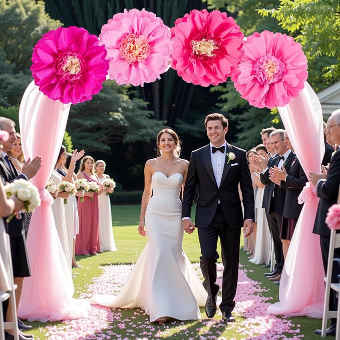 SUNBEAUTY 20" Giant Hot Pink Tissue Paper Flowers - Image 4