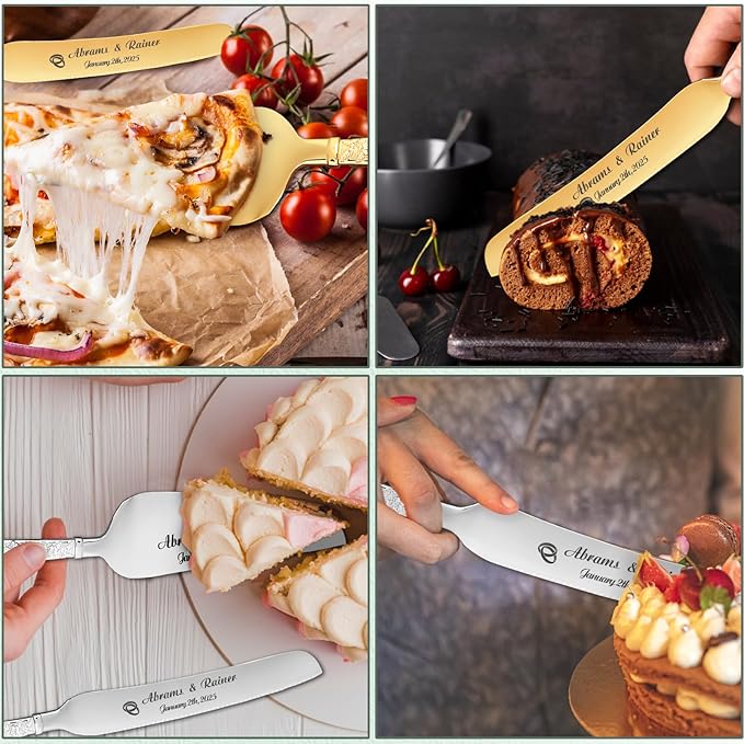 HJX Personalized Wedding Cake Knife and Server Set - Image 8