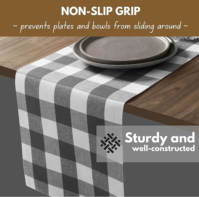 Native Fab Table Runner Buffalo Check Plaid 100% Cotton - Image 2