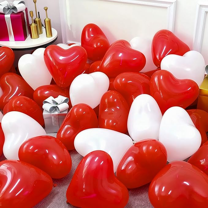 Red and White Heart Balloons by Haolongfa