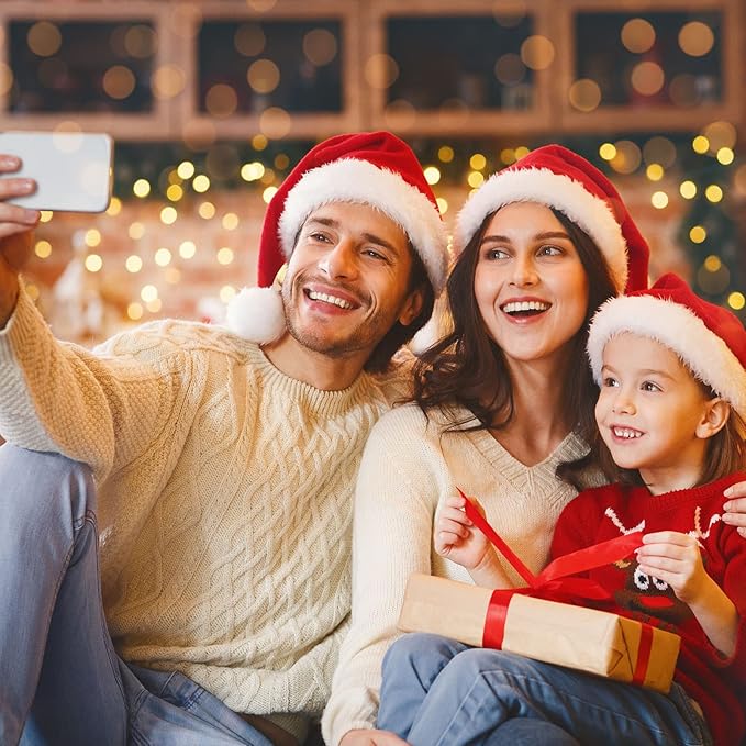 Santa Hat for Adults Christmas Hat Red Velvet Double-Layer Thickening Unisex - Image 7