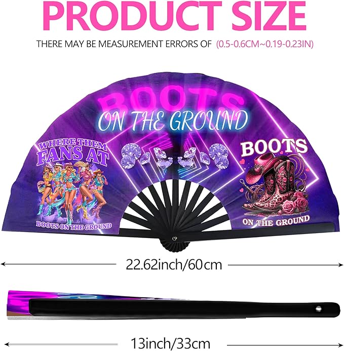 Boots On The Ground Hand Fan, Where Them Fans At Folding Fans, Clapping - Image 3