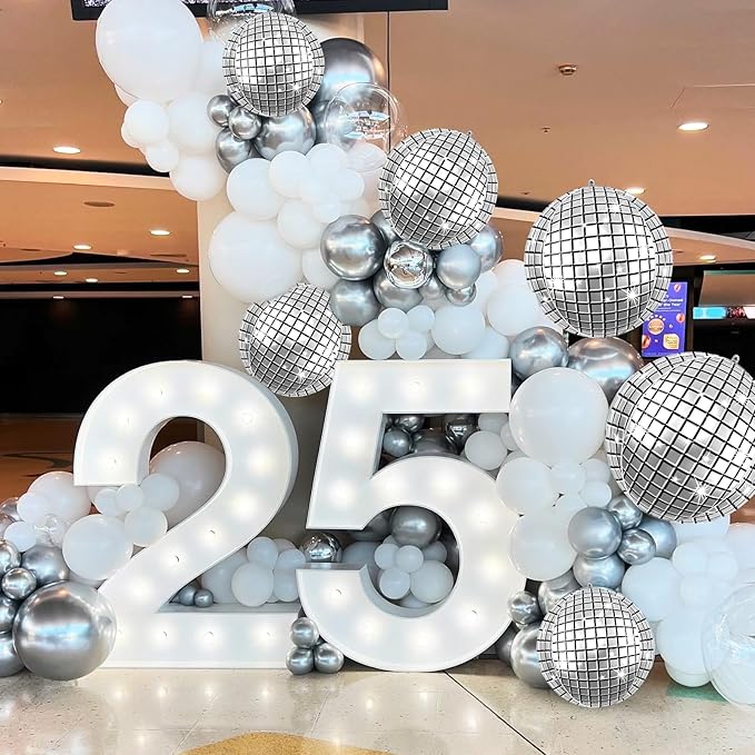 6Pcs Giant 4D Disco Ball Balloons, Sparkle Silver Disco Party Decorations - Image 4