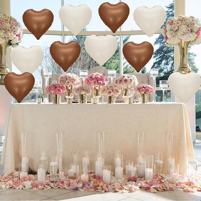 Sand White Brown Heart Balloons - Image 4