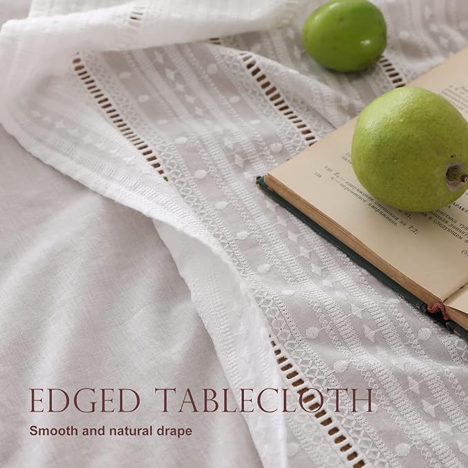 patdrea Designer Vintage Cotton White Lace Tablecloth - Image 4
