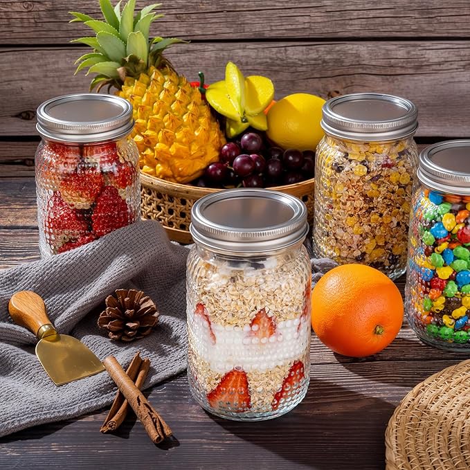 WELLIFE Mason Jars 32 oz, 6 Pack Quart Mason Jars Wide Mouth - Image 6