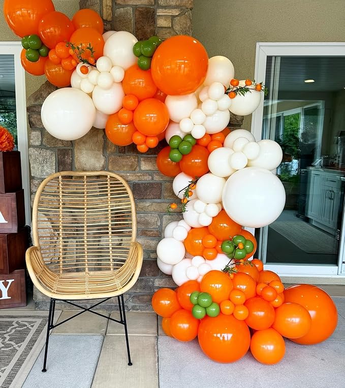 Paready Burnt Orange Balloons Set, 12 Inch Metallic Confetti Gold Sand White - Image 5