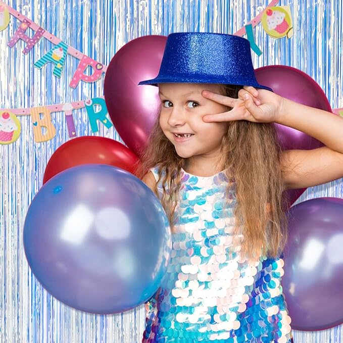 10 Pack Iridescent Party Backdrop Decorations Tinsel Curtain Birthday - Image 3