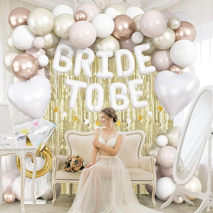 White Gold Bachelorette Party Decorations, Bride To Be Mylar Foil Letter - Image 3