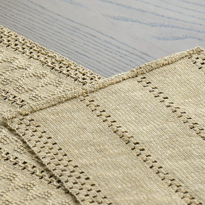 Artoid Mode Burlap Brown Farmhouse Woven Rustic Hollow Table Runner, Seasonal - Image 5