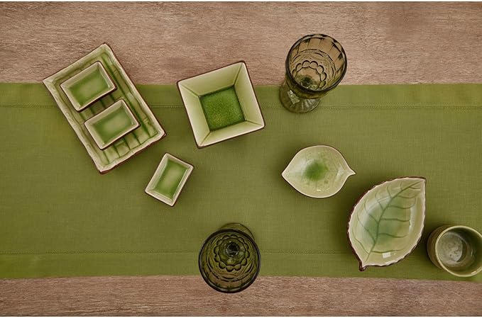 Solino Home Linen Avocado Green Table Runner 90 Inches Long - Image 3
