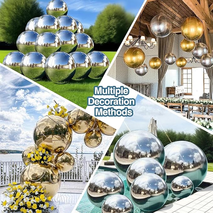 Inflatable Mirror Ball, Iridescent Big Shinny Balls Reusable Large PVC Disco - Image 4