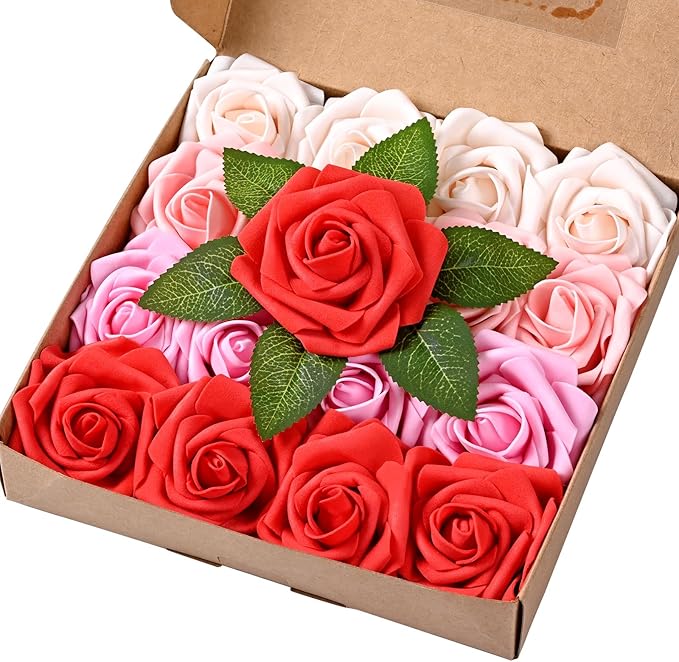 BLEUM CADE 16Pcs Artificial Flowers Fake Roses by BLEUMCADE