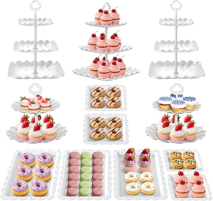 Cupcake Stand, 3-Tier Cup Cake Tower Stands & 2-Tiered Cake Holder, Treat Food by AIMSEAL