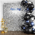Qcity Silver Shimmer Wall Backdrop 30PCS, Square Sequin Glitter Backdrop Panel by QCITY