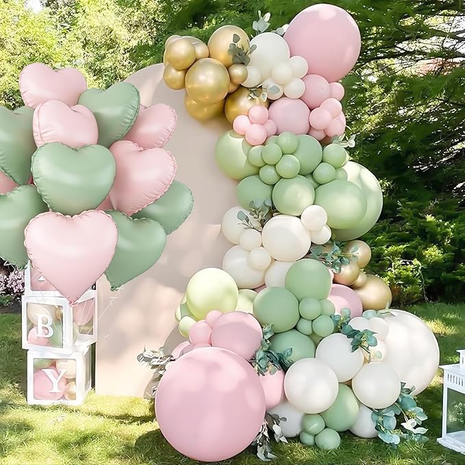 Pink Green Heart Balloons - Image 5